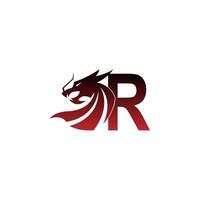 ícone do logotipo da letra r com vetor de design de dragão