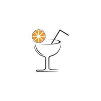modelo de vetor de design de logotipo de ícone de bebida de coquetel