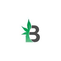 ícone do logotipo da letra b com vetor de design de folha de cannabis