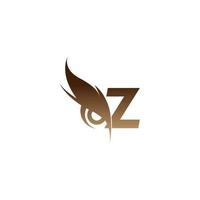 ícone do logotipo da letra z combinado com vetor de design de ícone de olhos de coruja
