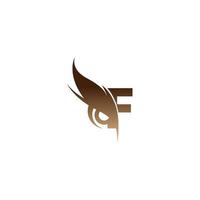ícone do logotipo da letra f combinado com vetor de design de ícone de olhos de coruja
