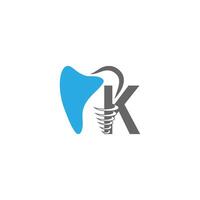 ícone do logotipo da letra k com ilustração de design odontológico vetor