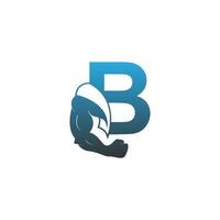 ícone do logotipo da letra b com vetor de design de braço muscular