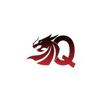ícone do logotipo da letra q com vetor de design de dragão