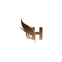 ícone do logotipo da letra h combinado com vetor de design de ícone de olhos de coruja