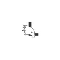 ícone de logotipo letra l com modelo de símbolo de design de cabeça de falcão vetor