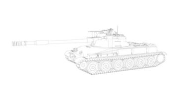 arte de linha de tanques militares vetor