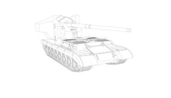 arte de linha de tanques militares vetor