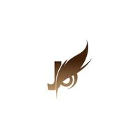 ícone do logotipo da letra j combinado com vetor de design de ícone de olhos de coruja
