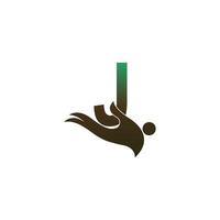 ícone do logotipo da letra j com modelo de símbolo de design de mão de pessoas vetor