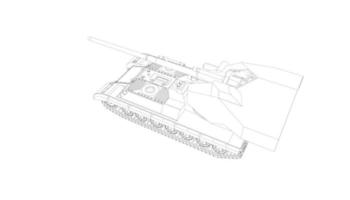 arte de linha de tanques militares vetor