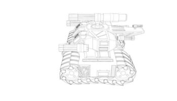 arte de linha de tanques militares vetor