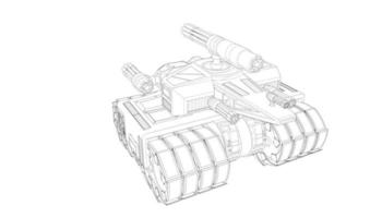 arte de linha de tanques militares vetor