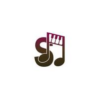 ícone do logotipo da letra s com modelo de símbolo de design de nota musical vetor