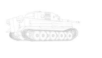 arte de linha de tanques militares vetor