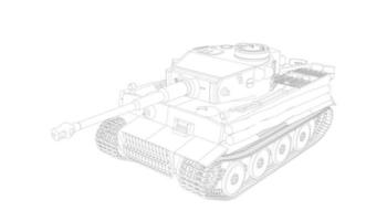 arte de linha de tanques militares vetor