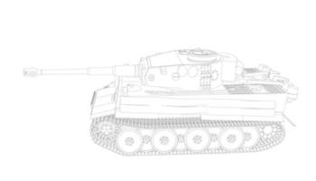 arte de linha de tanques militares vetor