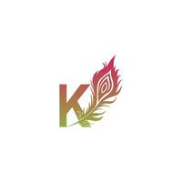 letra k com vetor de design de ícone de logotipo de pena