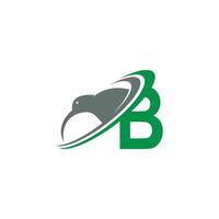 letra b com vetor de design de ícone de logotipo de pássaro kiwi