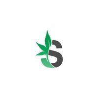 ícone do logotipo da letra s com vetor de design de folha de cannabis