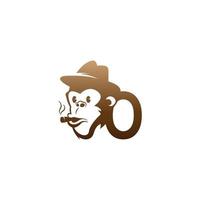 logotipo de ícone de cabeça de macaco com design de modelo de letra o vetor