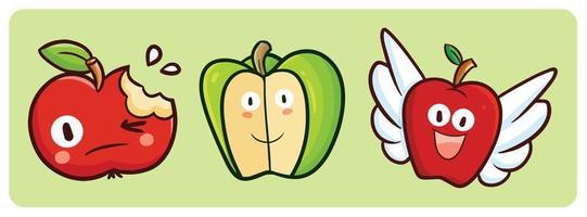 ilustrações de personagens de maçã vetor