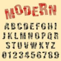 Alfabeto de fonte moderna. Conjunto de design de linha de letras e números vetor