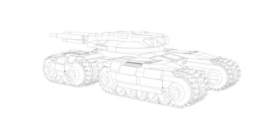 arte de linha de tanques militares vetor