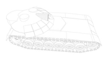 arte de linha do tanque destruidor vetor