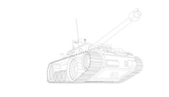 arte de linha do tanque destruidor