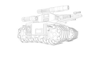 arte de linha de tanques militares vetor