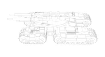 arte de linha de tanques militares vetor