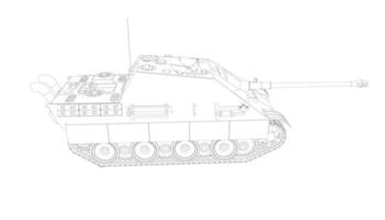 arte de linha de tanques militares vetor