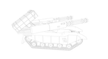 arte de linha de tanques militares vetor