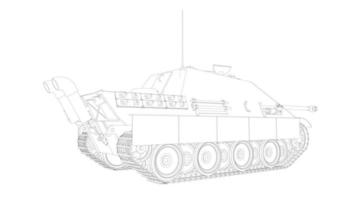 arte de linha de tanques militares vetor