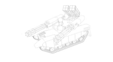 arte de linha de tanques militares vetor