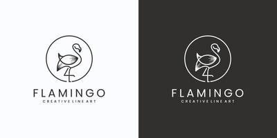 logotipo criativo da linha flamingo vetor