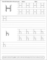 planilha de prática de caligrafia do alfabeto. atividade do alfabeto para pré-escolares e jardim de infância. atividade de ingles para criancas vetor