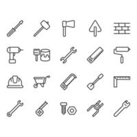 Conjunto de ícones relacionados de ferramentas de construção vetor