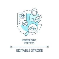 menos ícone de conceito turquesa de efeitos colaterais. vantagem de ensaios clínicos para ilustração de linha fina de ideia abstrata participante. desenho de contorno isolado. traço editável. arial, uma miríade de fontes pró-negrito usadas vetor