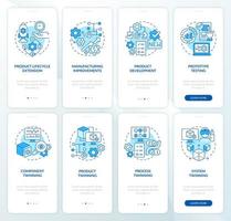 conjunto de tela de aplicativo móvel de integração azul de tecnologia gêmea digital. geminação passo a passo 4 etapas páginas de instruções gráficas com conceitos lineares. ui, ux, modelo de gui. uma miríade de fontes regulares pró-negrito usadas vetor