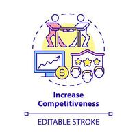 aumentar o ícone do conceito de competitividade. importância da ilustração de linha fina de ideia abstrata de expansão de negócios. ser vencedor entre outras empresas. desenho de cor de contorno isolado de vetor. traço editável vetor