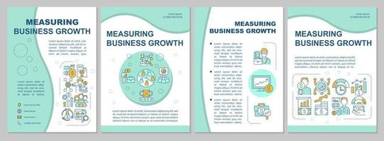 medindo o modelo de folheto azul de crescimento de negócios. empresa desenvolve. folheto, livreto, impressão de folheto, design de capa com ícones lineares. layouts vetoriais para apresentação, relatórios anuais, páginas de anúncios vetor