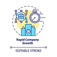 ícone de conceito de crescimento rápido da empresa. ilustração de linha fina de idéia abstrata de crescimento de negócios externo. fusões e aquisições. desenvolvimento da empresa. desenho de cor de contorno isolado de vetor. traço editável vetor