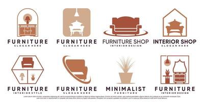 conjunto de ícones de móveis design de logotipo com elemento criativo e vetor premium de conceito moderno