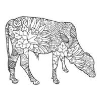 mandala vaca para colorir vetor