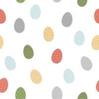 padrão sem emenda de vetor com ovos coloridos bonitos. fundo de páscoa com símbolos tradicionais. papel digital de primavera.