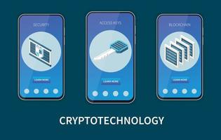 conjunto de banners de tecnologia de criptografia vetor