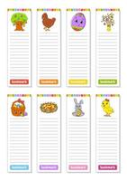 conjunto de marcadores de papel para livros com personagens de desenhos animados fofos. para crianças. ilustração vetorial de cor. tema de páscoa. vetor