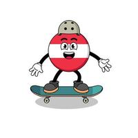 mascote da bandeira da áustria jogando um skate vetor